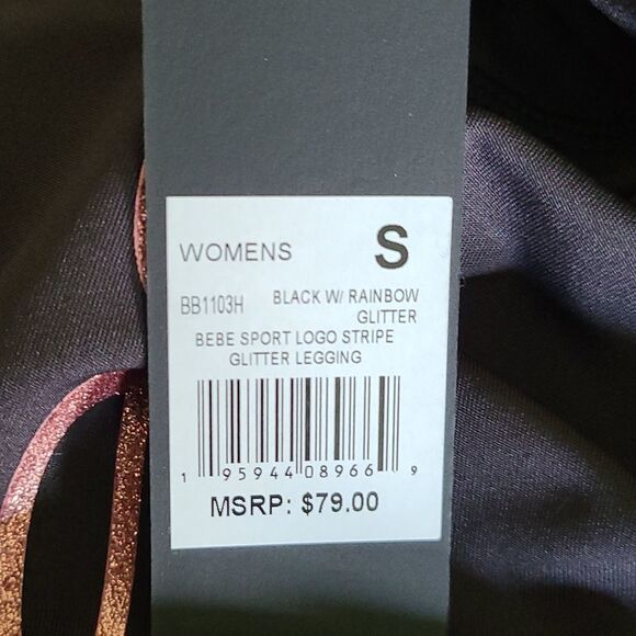 BEBE Sport Logo Stripe Glitter Leggings - Picture 3 of 4